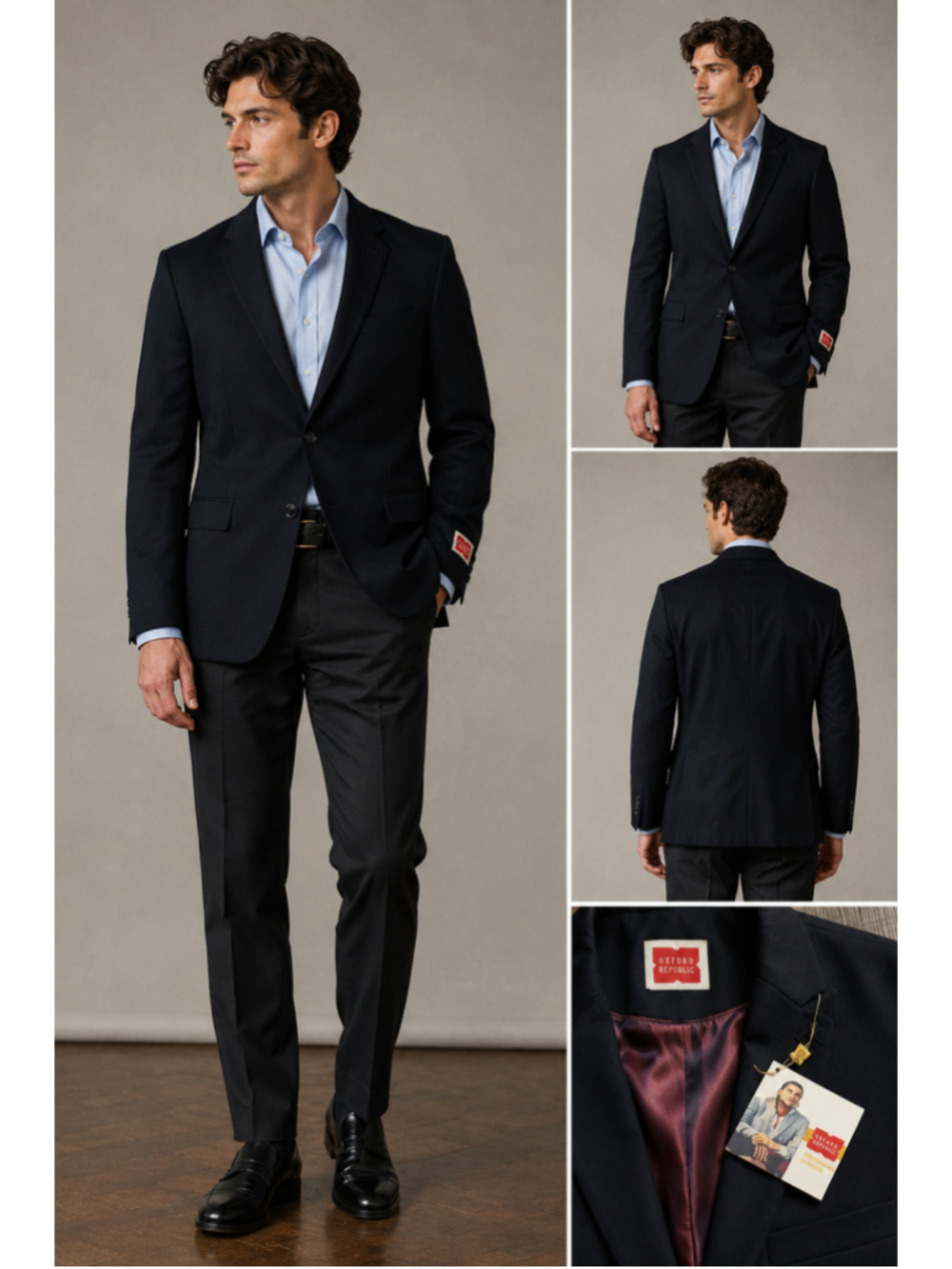 Men's Oxford Republic Black Blazer Sport Coat